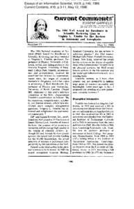 Essays of an Information Scientist, Vol:9, p.146, 1986 Current Contents, #19, p.3-11, May 12, 1986 I  EUGENE GARFIELD