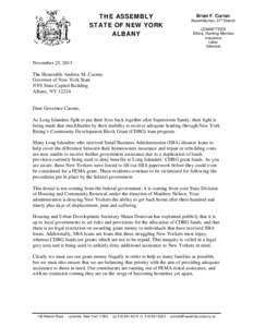 Housing / Community Development Block Grant / Andrew Cuomo / Small Business Administration / Brian F. Curran / Lynbrook /  New York / Federal Emergency Management Agency / HOME Investment Partnerships Program / Poverty / Affordable housing / United States Department of Housing and Urban Development / New York