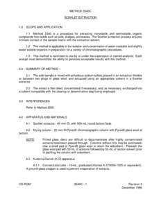 METHOD 3540C SOXHLET EXTRACTION 1.0 SCOPE AND APPLICATION