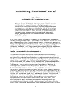 Distance Learning – Social Software’s Killer Ap