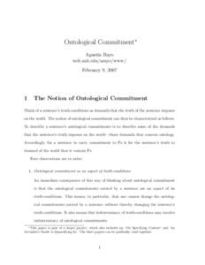 Ontological Commitment∗ Agust´ın Rayo web.mit.edu/arayo/www/ February 9, [removed]