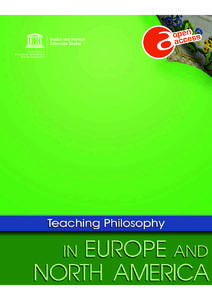 Teaching philosophy in Europe and North America; 2011