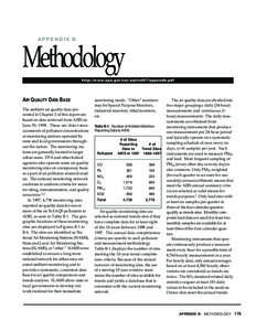 NATIONAL AIR QUALITY AND EMISSIONS TRENDS REPORT, 1997  A P P E NDIX B Methodology http://www.epa.gov/oar/aqtrnd97/appendb.pdf