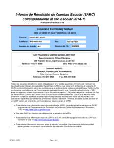 Informe de Rendición de Cuentas Escolar (SARC) correspondiente al año escolarPublicado duranteCleveland Elementary School 0455 ATHENS ST, SAN FRANCISCO, CA 94112