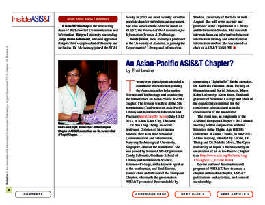 InsideASIS&T  News about ASIS&T Members Bulletin of the Association for Information Science and Technology – August/September 2013 – Volume 39, Number 6