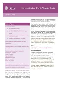 Humanitarian Fact Sheets 2014 Sahel Crisis adequately each time crisis hits. The result is a population in a constant struggle to survive and without ever building sufficient resilience to withstand these shocks.