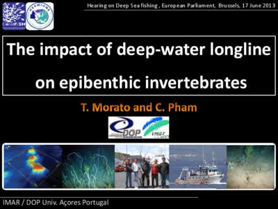 Hearing on Deep Sea fishing , European Parliament, Brussels, 17 June[removed]The impact of deep-water longline on epibenthic invertebrates  IMAR / DOP Univ. Açores Portugal