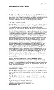 Page 1 of 3 Regular Beavercreek Trustee’s Meeting Monday, July 21,  2014