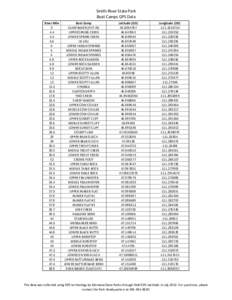 Smith River State Park Boat Camps GPS Data River Mile[removed]