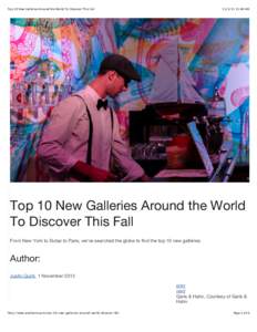 Top 10 New Galleries Around the World To Discover This Fall