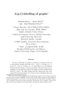 L(p,1)-labelling of graphs∗ Fr´ed´eric Havet 1, Bruce Reed 1,2 and Jean-S´ebastien Sereni 3,4 1  2