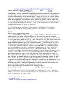 Southern Campaign American Revolution Pension Statements & Rosters Pension application of Parris Pearson W4761 Mary fn28NC Transcribed by Will Graves[removed]