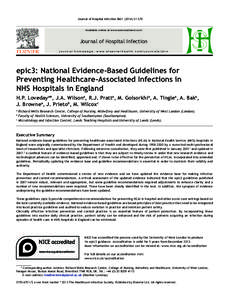 epic3: National Evidence-Based Guidelines for Preventing Healthcare-Associated Infections in NHS Hospitals in England