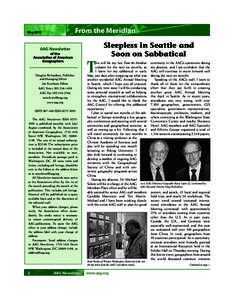 From the Meridian  May 2011 Sleepless in Seattle and Soon on Sabbatical