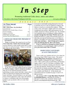 In Step Promoting traditional Celtic dance, music and culture. Newsletter of the Greater Washington Ceili Club J