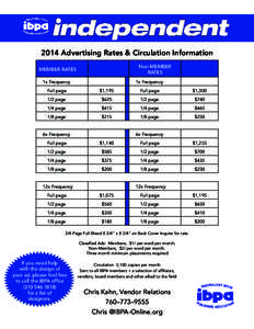 2014 Advertising Rates & Circulation Information Non-MEMBER RATES MEMBER RATES   1x Frequency
