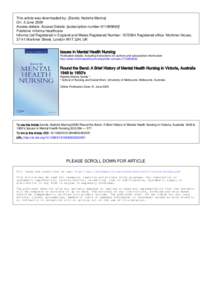 Mental health / Kew Asylum / Yarra Bend Asylum / Sunbury Asylum / Psychiatric and mental health nursing / Royal Park Hospital / Psychiatric hospital / Beechworth Asylum / Eric Cunningham Dax / Medicine / Psychiatry / Health