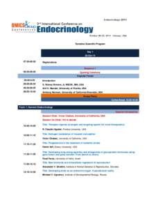 Tentative Scientific Program Day 1 20-Oct-14 07:30-08:30  Registrations