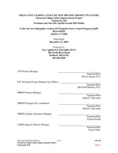 POLLUTANT LOADING ANALYSIS SITE SPECIFIC PROJECT PLAN FOR: Chocorua Village Safety Improvements Project Tamworth, NH Wetlands and Non-Site Specific Permit[removed]Under the New Hampshire Section 319 Nonpoint Source Gr