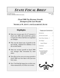 STATE FISCAL BRIEF February 2001 No. 61 Fiscal Studies Program The Nelson A. Rockefeller Institute of Government