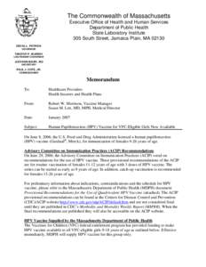 The Commonwealth of Massachusetts Executive Office of Health and Human Services Department of Public Health State Laboratory Institute 305 South Street, Jamaica Plain, MA[removed]DEVAL L. PATRICK