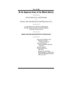 NoIn the Supreme Court of the United States NICK COONS, ET AL., PETITIONERS v. JACOB J. LEW, SECRETARY OF THE TREASURY, ET AL.