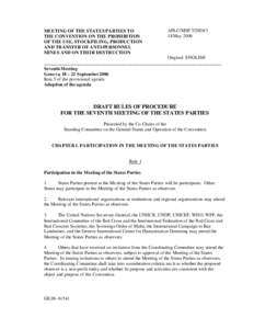 MEETING OF THE STATES PARTIES TO THE CONVENTION ON THE PROHIBITION OF THE USE, STOCKPILING, PRODUCTION AND TRANSFER OF ANTI-PERSONNEL MINES AND ON THEIR DESTRUCTION