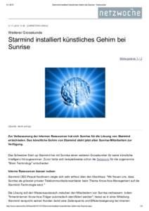 [removed]Starmind installiert künstliches Gehirn bei Sunrise ­ Netzwoche  
