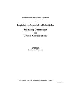 The Legislative Assembly of Manitoba Debates and Proceedings