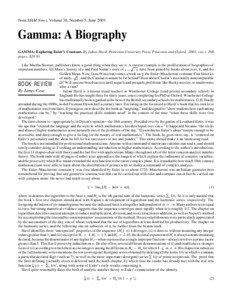 from SIAM News, Volume 36, Number 5, June[removed]Gamma: A Biography