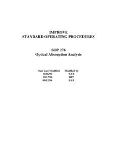 IMPROVE STANDARD OPERATING PROCEDURES SOP 276 Optical Absorption Analysis