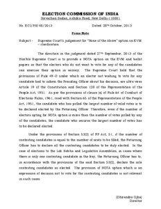 ELECTION COMMISSION OF INDIA  Nirvachan Sadan, Ashoka Road, New Delhi[removed]