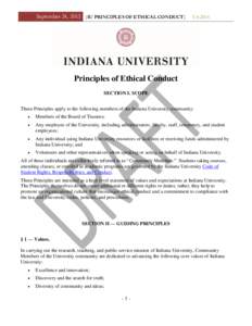 September 24, 2013 [IU PRINCIPLES OF ETHICAL CONDUCT]  U4-2014 Principles of Ethical Conduct SECTION I. SCOPE