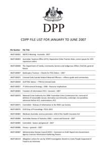 CDPP File List - January to June 2007