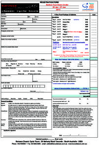 REGISTRATION FORM  Santos Tour Down Under 20 Jan - 27 Jan 2013