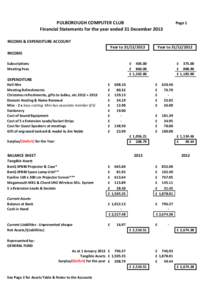 PULBOROUGH COMPUTER CLUB Financial Statements for the year ended 31 December 2013 Page 1  INCOME & EXPENDITURE ACCOUNT