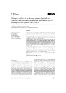 NPH030.fm Page 311 Tuesday, December 19, 2000 7:19 PM  Research Nitrogen addition in a Norway spruce stand altered macromycete sporocarp production and below-ground
