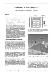 109  Geotectonics in the Swiss Alps using GPS E. BROCKMANN, R. HUG, D. SCHNEIDER, TH. SIGNER1  Abstract