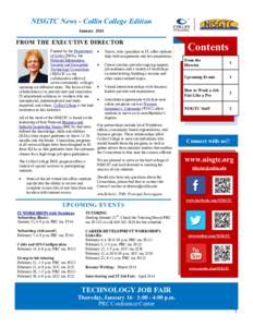 NISGTC News - Collin College Edition January 2014 FROM THE EXECUTIVE DIRECTOR Funded by the Department of Labor (DOL), the