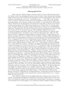 Volume LXVII, Number 2  Web Supplement for William and Mary Quarterly Travis Glasson, ―‗Baptism doth not bestow Freedom‘: Missionary Anglicanism, Slavery, and the Yorke-Talbot Opinion, 1701–30‖