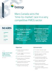 MARS  Mars Canada wins the ‘time-to-market’ race in a very competitive FMCG sector Mars’ Speed-to-Market