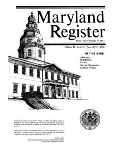 Issue Date: October 17, 2014 Volume 41 • Issue 21 • Pages 1191—1302 IN THIS ISSUE Judiciary Regulations