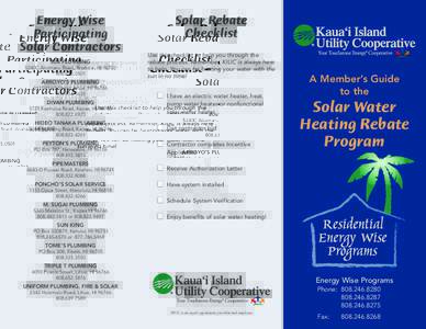 Construction / Sales promotion / Solar thermal energy / Technology / Rebate / Water heating / Solar water heating / Kauaʻi Island Utility Cooperative / Solar hot water in Australia / Heating /  ventilating /  and air conditioning / Plumbing / Architecture