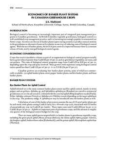 154  Matteoni _______________________________________________________________________________ ECONOMICS OF BANKER PLANT SYSTEMS IN CANADIAN GREENHOUSE CROPS