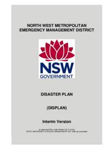 NORTH WEST METROPOLITAN EMERGENCY MANAGEMENT DISTRICT DISASTER PLAN  (DISPLAN)