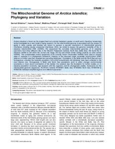 The Mitochondrial Genome of Arctica islandica; Phylogeny and Variation Gernot Glöckner1*, Ivonne Heinze2, Matthias Platzer2, Christoph Held3, Doris Abele3 1 Institute for Biochemistry I, Medical Faculty, University of C