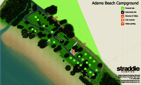 Adams Beach Campground Powered site Unpowered site Showers & Toilets Coin Laundry Visitor parking