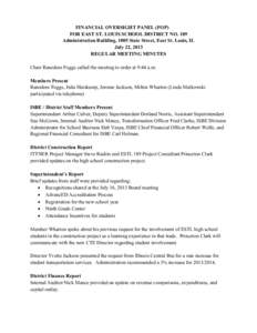 East St. Louis School District 189 Financial Oversight Panel Meeting Minutes - July 22, 2013
