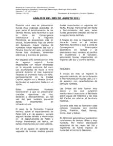 Ministerio de Comunicaciones, Infraestructura y Vivienda Instituto Nacional de Sismología, Vulcanología, Meteorología e Hidrología -INSIVUMEHDirección: 7ª. AVZona 13 Teléfono: Departamento de Inves