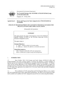 ATM/AIS/SAR/SG/20−WP[removed]International Civil Aviation Organization The Twentieth Meeting of the APANPIRG ATM/AIS/SAR Sub-Group (ATM/AIS/SAR/SG/20)